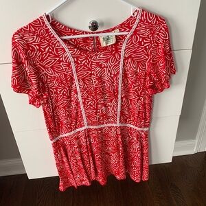 Summery Flutter Sleeve Popover Top with Crochet Detail ❤️